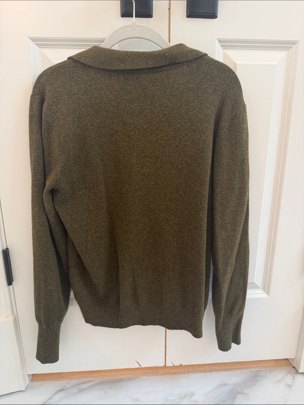 Faherty Olive Green V-Neck Collared Sweater - Picture 2 of 5